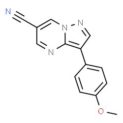 ChemSpider 2D Image | 3-(4-Methoxyphenyl)pyrazolo[1,5-a]pyrimidine-6-carbonitrile | C14H10N4O