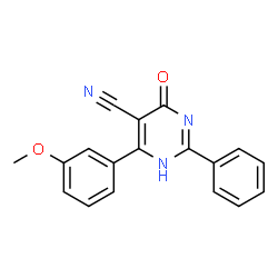 ChemSpider 2D Image | 4-Hydroxy-6-(3-methoxyphenyl)-2-phenyl-5-pyrimidinecarbonitrile | C18H13N3O2