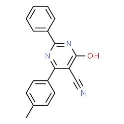 ChemSpider 2D Image | 4-hydroxy-2-phenyl-6-(p-tolyl)pyrimidine-5-carbonitrile | C18H13N3O