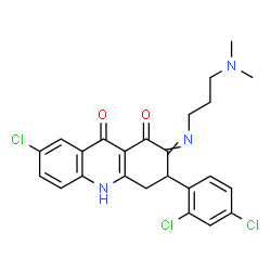 ChemSpider 2D Image | (3-(N,N-Dimethylamino)propyl)imino-7-chloro-3-(2,4-dichlorophenyl)-3,4-dihydro-1,9(2H,10H)-acridinedione | C24H22Cl3N3O2