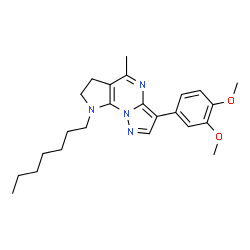 ChemSpider 2D Image | 3-(3,4-Dimethoxyphenyl)-8-heptyl-5-methyl-7,8-dihydro-6H-pyrazolo[1,5-a]pyrrolo[3,2-e]pyrimidine | C24H32N4O2