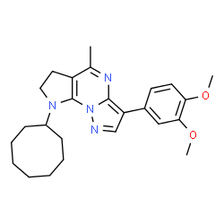 ChemSpider 2D Image | 8-Cyclooctyl-3-(3,4-dimethoxyphenyl)-5-methyl-7,8-dihydro-6H-pyrazolo[1,5-a]pyrrolo[3,2-e]pyrimidine | C25H32N4O2