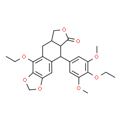 ChemSpider 2D Image | 10-Ethoxy-5-(4-ethoxy-3,5-dimethoxyphenyl)-5,8,8a,9-tetrahydrofuro[3',4':6,7]naphtho[2,3-d][1,3]dioxol-6(5aH)-one | C25H28O8