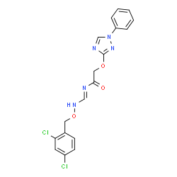 ChemSpider 2D Image | N-[(E)-{[(2,4-Dichlorobenzyl)oxy]amino}methylene]-2-[(1-phenyl-1H-1,2,4-triazol-3-yl)oxy]acetamide | C18H15Cl2N5O3