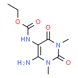 ChemSpider 2D Image | Ethyl (6-amino-1,3-dimethyl-2,4-dioxo-1,2,3,4-tetrahydro-5-pyrimidinyl)carbamate | C9H14N4O4