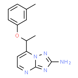 ChemSpider 2D Image | 7-[1-(3-Methylphenoxy)ethyl][1,2,4]triazolo[1,5-a]pyrimidin-2-amine | C14H15N5O