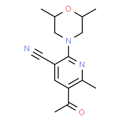 ChemSpider 2D Image | 5-Acetyl-2-(2,6-dimethyl-4-morpholinyl)-6-methylnicotinonitrile | C15H19N3O2