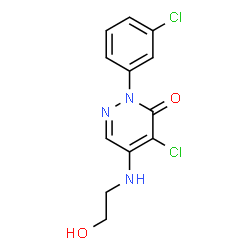 ChemSpider 2D Image | 4-Chloro-2-(3-chlorophenyl)-5-[(2-hydroxyethyl)amino]-3(2H)-pyridazinone | C12H11Cl2N3O2