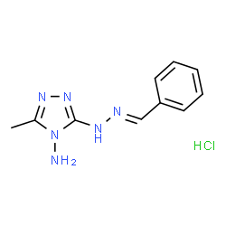 ChemSpider 2D Image | 3-[(2E)-2-Benzylidenehydrazino]-5-methyl-4H-1,2,4-triazol-4-amine hydrochloride (1:1) | C10H13ClN6
