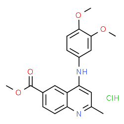 ChemSpider 2D Image | Methyl 4-[(3,4-dimethoxyphenyl)amino]-2-methyl-6-quinolinecarboxylate hydrochloride (1:1) | C20H21ClN2O4