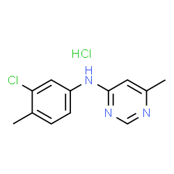 ChemSpider 2D Image | N-(3-Chloro-4-methylphenyl)-6-methyl-4-pyrimidinamine hydrochloride (1:1) | C12H13Cl2N3