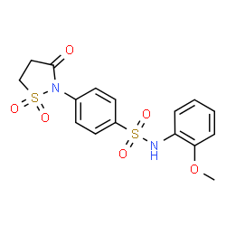ChemSpider 2D Image | 4-(1,1-Dioxido-3-oxo-1,2-thiazolidin-2-yl)-N-(2-methoxyphenyl)benzenesulfonamide | C16H16N2O6S2