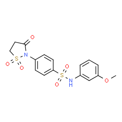 ChemSpider 2D Image | 4-(1,1-Dioxido-3-oxo-1,2-thiazolidin-2-yl)-N-(3-methoxyphenyl)benzenesulfonamide | C16H16N2O6S2