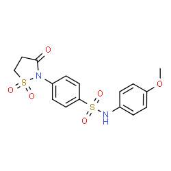 ChemSpider 2D Image | 4-(1,1-Dioxido-3-oxo-1,2-thiazolidin-2-yl)-N-(4-methoxyphenyl)benzenesulfonamide | C16H16N2O6S2