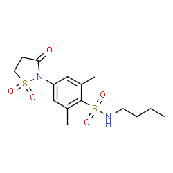 ChemSpider 2D Image | N-Butyl-4-(1,1-dioxido-3-oxo-1,2-thiazolidin-2-yl)-2,6-dimethylbenzenesulfonamide | C15H22N2O5S2