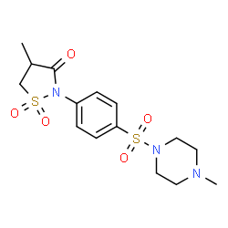 ChemSpider 2D Image | 4-Methyl-2-{4-[(4-methyl-1-piperazinyl)sulfonyl]phenyl}-1,2-thiazolidin-3-one 1,1-dioxide | C15H21N3O5S2