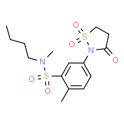 ChemSpider 2D Image | N-Butyl-5-(1,1-dioxido-3-oxo-1,2-thiazolidin-2-yl)-N,2-dimethylbenzenesulfonamide | C15H22N2O5S2
