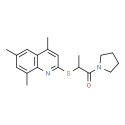 ChemSpider 2D Image | 1-(1-Pyrrolidinyl)-2-[(4,6,8-trimethyl-2-quinolinyl)sulfanyl]-1-propanone | C19H24N2OS