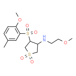 ChemSpider 2D Image | N-(2-Methoxyethyl)-4-[(2-methoxy-5-methylphenyl)sulfonyl]tetrahydro-3-thiophenamine 1,1-dioxide | C15H23NO6S2