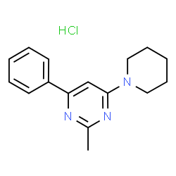 ChemSpider 2D Image | 2-Methyl-4-phenyl-6-(1-piperidinyl)pyrimidine hydrochloride (1:1) | C16H20ClN3