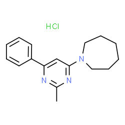 ChemSpider 2D Image | 1-(2-Methyl-6-phenyl-4-pyrimidinyl)azepane hydrochloride (1:1) | C17H22ClN3