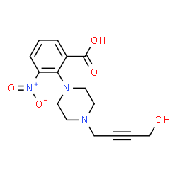 ChemSpider 2D Image | 2-[4-(4-Hydroxy-2-butyn-1-yl)-1-piperazinyl]-3-nitrobenzoic acid | C15H17N3O5