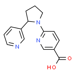 ChemSpider 2D Image | 6-[2-(3-Pyridinyl)-1-pyrrolidinyl]nicotinic acid | C15H15N3O2