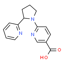 ChemSpider 2D Image | 6-[2-(2-Pyridinyl)-1-pyrrolidinyl]nicotinic acid | C15H15N3O2