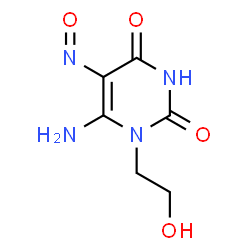 ChemSpider 2D Image | 6-Amino-1-(2-hydroxyethyl)-5-nitroso-2,4(1H,3H)-pyrimidinedione | C6H8N4O4