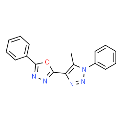 ChemSpider 2D Image | 2-(5-Methyl-1-phenyl-1H-1,2,3-triazol-4-yl)-5-phenyl-1,3,4-oxadiazole | C17H13N5O