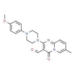 ChemSpider 2D Image | 2-[4-(4-Methoxyphenyl)-1-piperazinyl]-7-methyl-4-oxo-4H-pyrido[1,2-a]pyrimidine-3-carbaldehyde | C21H22N4O3