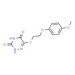 ChemSpider 2D Image | 6-[[2-(4-Methoxyphenoxy)ethyl]thio]-1,2,4-triazine-3,5(2H,4H)-dione | C12H13N3O4S