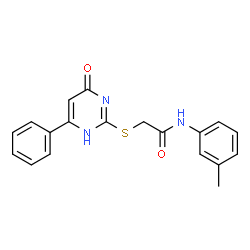 ChemSpider 2D Image | acetamide, 2-[(1,6-dihydro-6-oxo-4-phenyl-2-pyrimidinyl)thio]-N-(3-methylphenyl)- | C19H17N3O2S