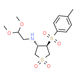 ChemSpider 2D Image | (3S,4R)-N-(2,2-Dimethoxyethyl)-4-[(4-methylphenyl)sulfonyl]tetrahydro-3-thiophenamine 1,1-dioxide | C15H23NO6S2