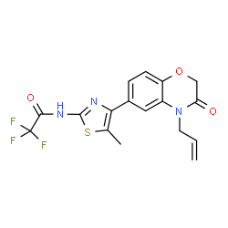 ChemSpider 2D Image | N-[4-(4-Allyl-3-oxo-3,4-dihydro-2H-1,4-benzoxazin-6-yl)-5-methyl-1,3-thiazol-2-yl]-2,2,2-trifluoroacetamide | C17H14F3N3O3S