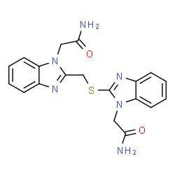 ChemSpider 2D Image | 2-[2-({[1-(2-Amino-2-oxoethyl)-1H-benzimidazol-2-yl]methyl}sulfanyl)-1H-benzimidazol-1-yl]acetamide | C19H18N6O2S