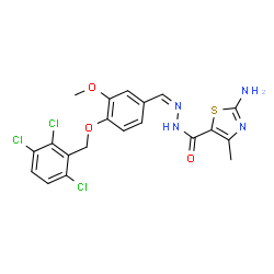 ChemSpider 2D Image | 2-Amino-N'-[(Z)-{3-methoxy-4-[(2,3,6-trichlorobenzyl)oxy]phenyl}methylene]-4-methyl-1,3-thiazole-5-carbohydrazide | C20H17Cl3N4O3S