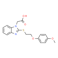 ChemSpider 2D Image | (2-{[2-(4-Methoxyphenoxy)ethyl]sulfanyl}-1H-benzimidazol-1-yl)acetic acid | C18H18N2O4S