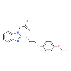 ChemSpider 2D Image | (2-{[2-(4-Ethoxyphenoxy)ethyl]sulfanyl}-1H-benzimidazol-1-yl)acetic acid | C19H20N2O4S