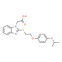 ChemSpider 2D Image | (2-{[2-(4-Isopropoxyphenoxy)ethyl]sulfanyl}-1H-benzimidazol-1-yl)acetic acid | C20H22N2O4S