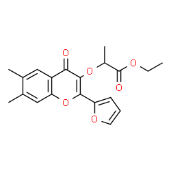 ChemSpider 2D Image | Ethyl 2-{[2-(2-furyl)-6,7-dimethyl-4-oxo-4H-chromen-3-yl]oxy}propanoate | C20H20O6
