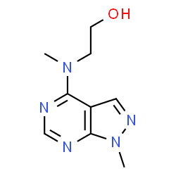 ChemSpider 2D Image | 2-[Methyl(1-methyl-1H-pyrazolo[3,4-d]pyrimidin-4-yl)amino]ethanol | C9H13N5O