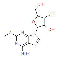 ChemSpider 2D Image | 2-(Methylsulfanyl)-9-pentofuranosyl-9H-purin-6-amine | C11H15N5O4S