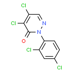 ChemSpider 2D Image | 4,5-Dichloro-2-(2,4-dichlorophenyl)-3(2H)-pyridazinone | C10H4Cl4N2O