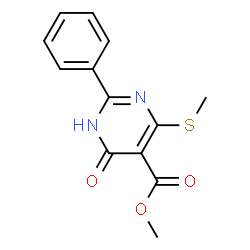 ChemSpider 2D Image | Methyl 4-(methylsulfanyl)-6-oxo-2-phenyl-1,6-dihydro-5-pyrimidinecarboxylate | C13H12N2O3S