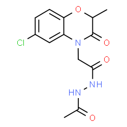 ChemSpider 2D Image | N'-Acetyl-2-(6-chloro-2-methyl-3-oxo-2,3-dihydro-4H-1,4-benzoxazin-4-yl)acetohydrazide | C13H14ClN3O4