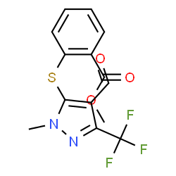 ChemSpider 2D Image | Methyl 2-{[4-formyl-1-methyl-3-(trifluoromethyl)-1H-pyrazol-5-yl]sulfanyl}benzoate | C14H11F3N2O3S