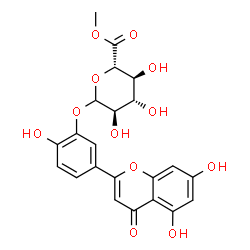 ChemSpider 2D Image | 5-(5,7-Dihydroxy-4-oxo-4H-chromen-2-yl)-2-hydroxyphenyl methyl D-glucopyranosiduronate | C22H20O12