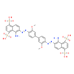 ChemSpider 2D Image | 6,6'-[(3,3'-Dimethoxy-4,4'-biphenyldiyl)di(E)-2,1-diazenediyl]bis(5-amino-1,4-naphthalenedisulfonic acid) | C34H28N6O14S4