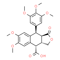 ChemSpider 2D Image | (3aS,4S,9R,9aR)-6,7-Dimethoxy-1-oxo-9-(3,4,5-trimethoxyphenyl)-1,3,3a,4,9,9a-hexahydronaphtho[2,3-c]furan-4-carboxylic acid | C24H26O9